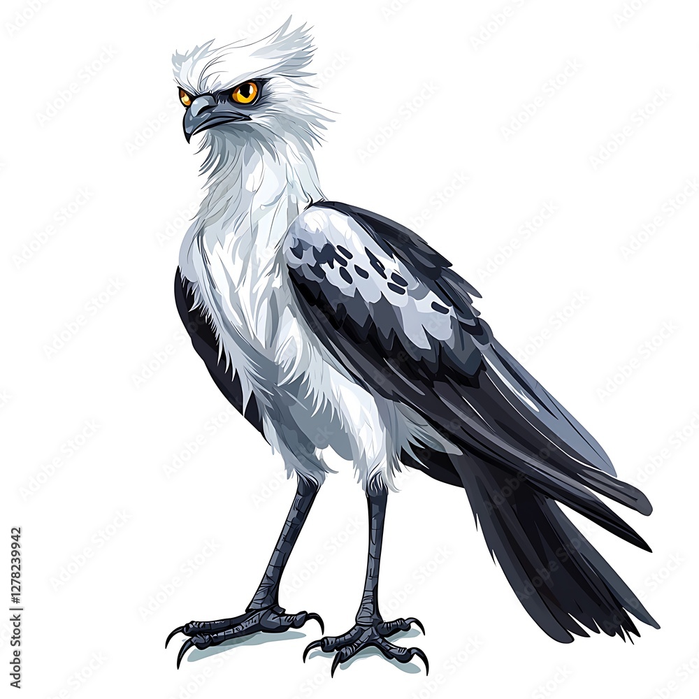 Fototapeta premium Majestic Secretary Bird A Striking Digital Painting.