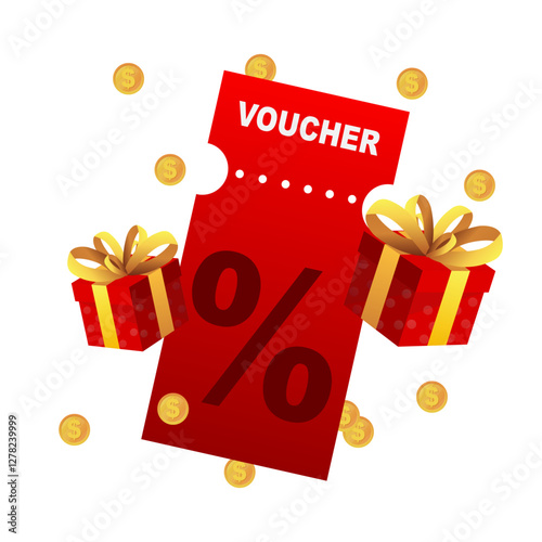 Selling vouchers icons or buying special discounts. Vector illustration