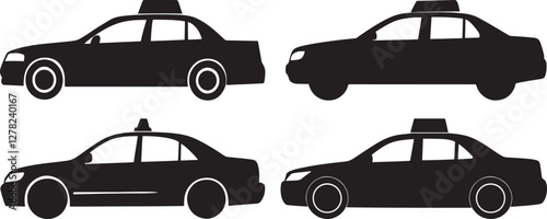 Taxi Cab Silhouette Vector Illustration Set on White Background photo