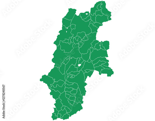 長野県　地図　グリーン　イラスト