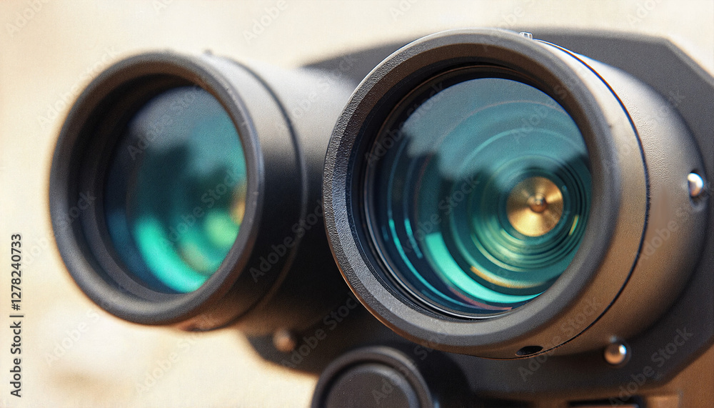High-detailed close-up of binocular focus dials, realistic textures and fine details, photorealistic digital watercolor High-detailed close-up of binocular focus dials, realistic textures and fine details, photorealistic digital watercolor