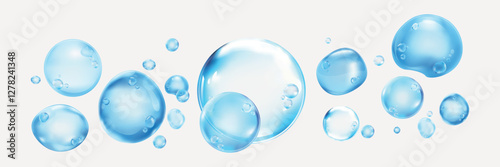 Glossy blue water bubble illustration vector