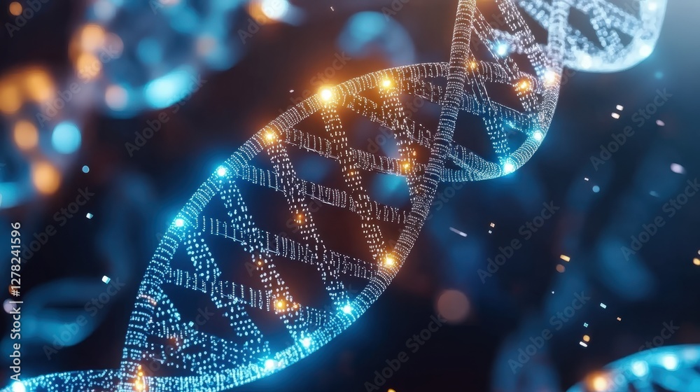 Illuminated DNA Helix Structure Glowing Brightly Illuminated DNA Helix Structure Glowing Brightly