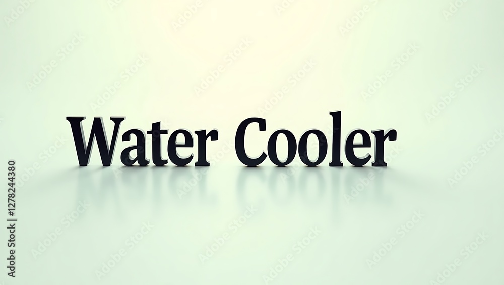 Water cooler with creative typography displayed in a minimalist setting Water cooler with creative typography displayed in a minimalist setting