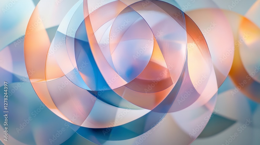The overlapping abstract shapes and colors present a delicate design The overlapping abstract shapes and colors present a delicate design