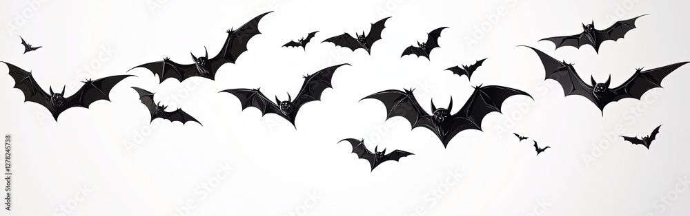 Fototapeta premium flying flock of black bats isolated on transparent