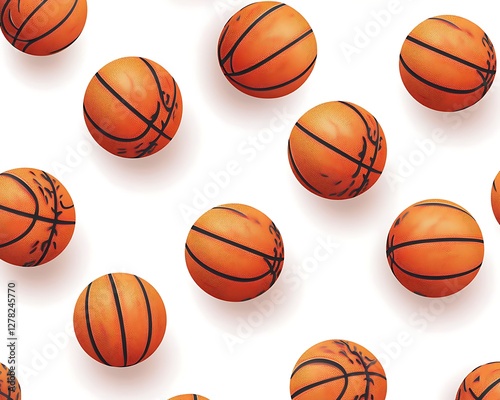 Basketball pattern on white background (1) photo