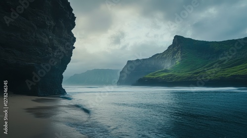 Coastal Majesty: Dramatic Mountain Range Meets Tranquil Ocean