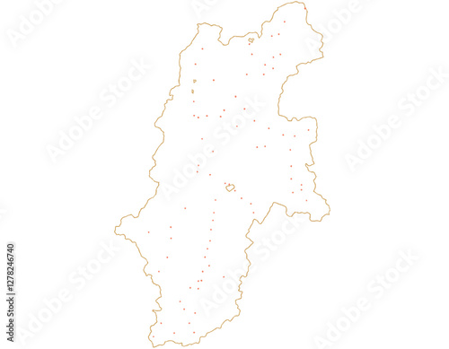 長野県　地図　白　斑点　イラスト