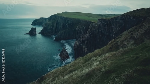 Stunning Coastal Landscape: Dramatic Cliffs Meet the Sea