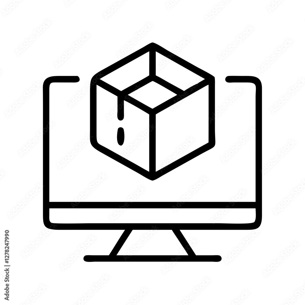 3d icon, 3d line art - simple line art of 3d, perfect for 3d logos and icons 3d icon, 3d line art - simple line art of 3d, perfect for 3d logos and icons