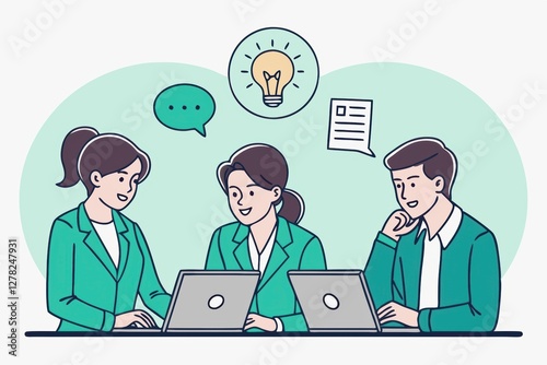 Team Collaboration and Brainstorming Concept in Modern Business Illustration