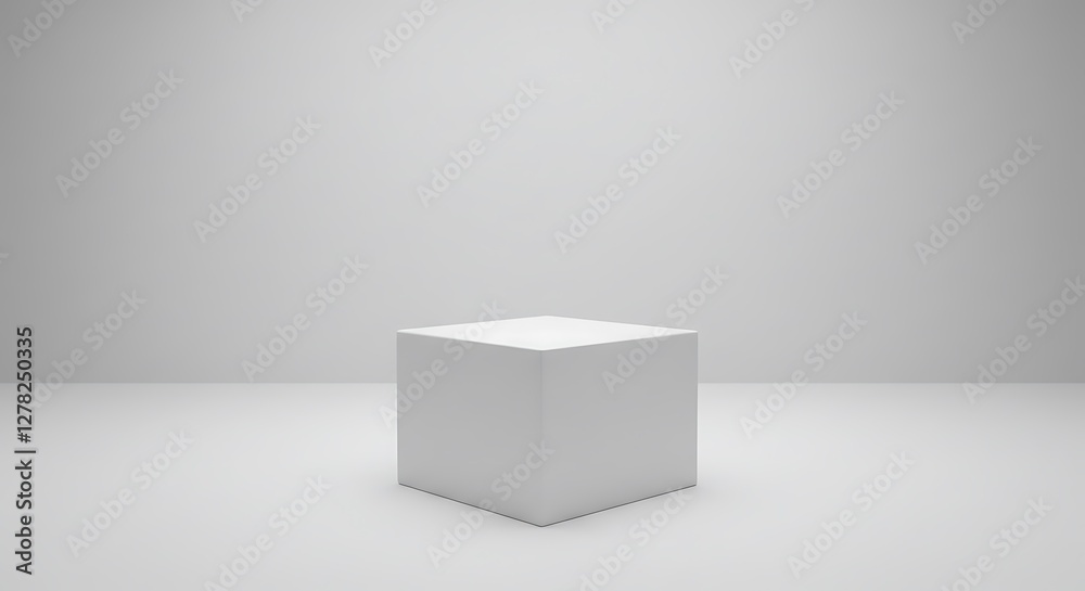 white room with presentation cube. 3d rendering white room with presentation cube. 3d rendering