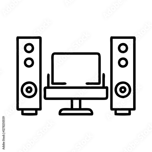 home theater system icon, home theater system line art - simple line art of home theater system, perfect for home theater system logos and icons