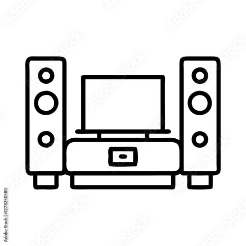 home theater system icon, home theater system line art - simple line art of home theater system, perfect for home theater system logos and icons