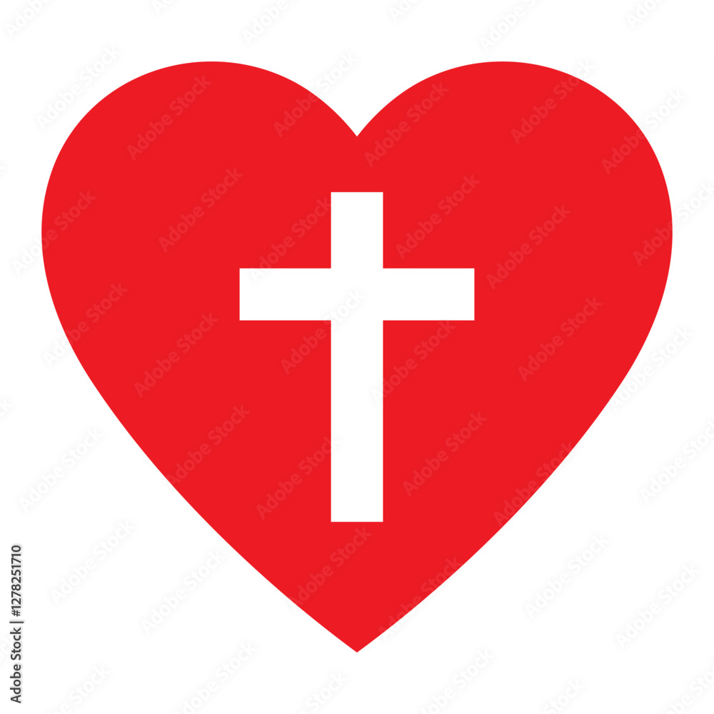 Christian cross in heart, Jesus Christ vector illustration. Christian cross in heart, Jesus Christ vector illustration.