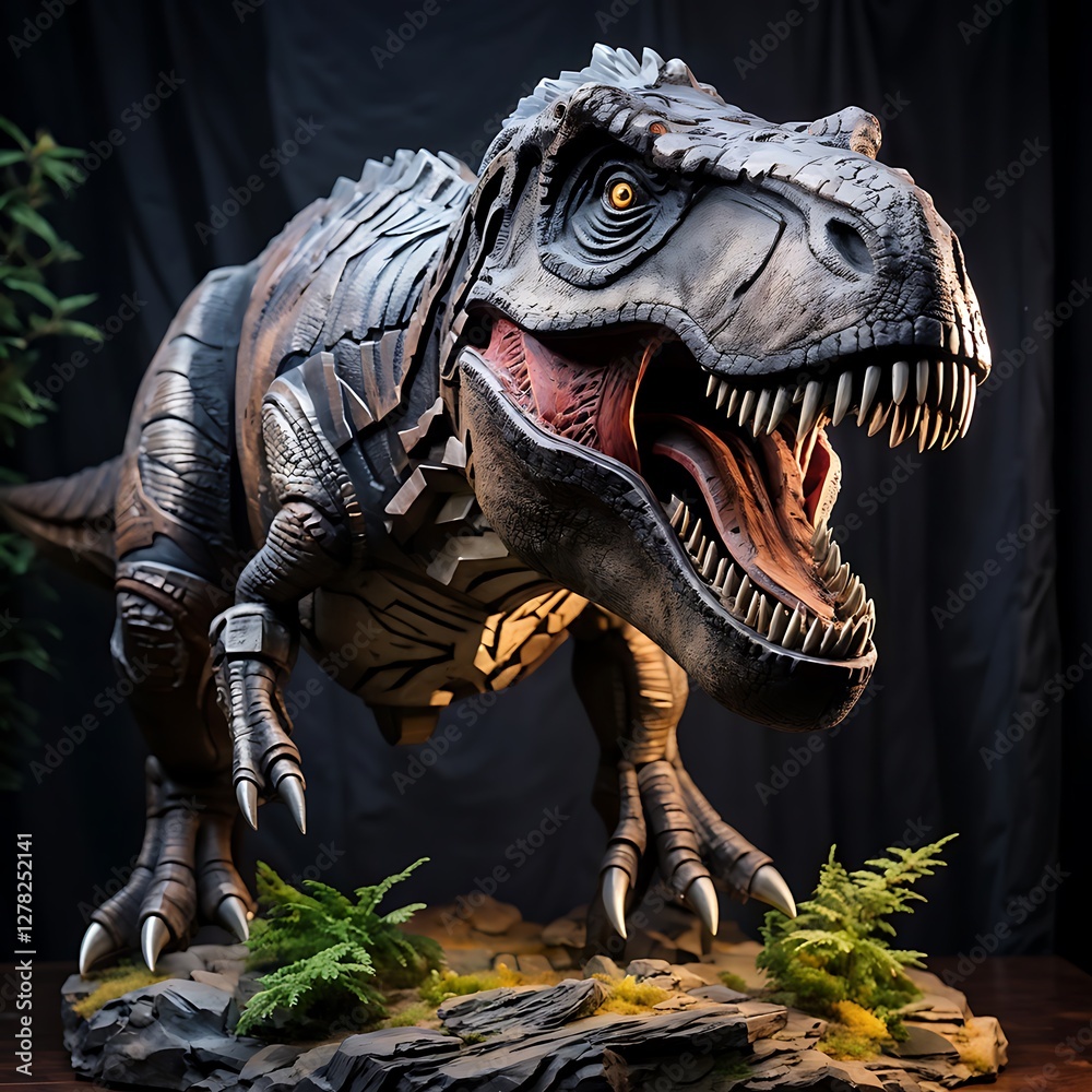 Fototapeta premium Tyrannosaurus Rex Figure with a Dramatic Pose