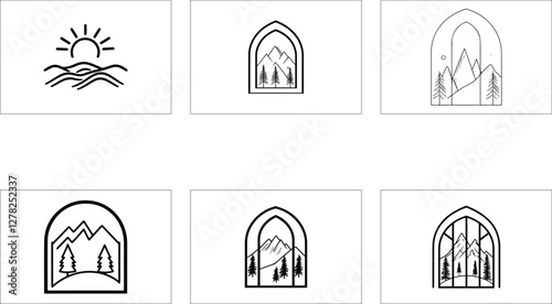 Rustic Camping Silhouette Design Set
