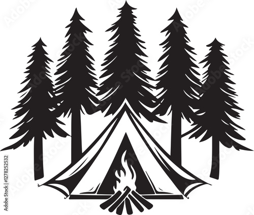 Rustic Camping Silhouette Design Set
