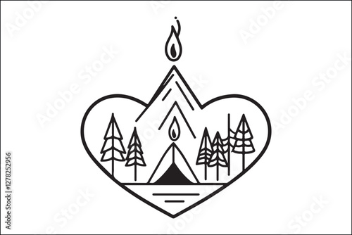 Rustic Camping Silhouette Design Set

