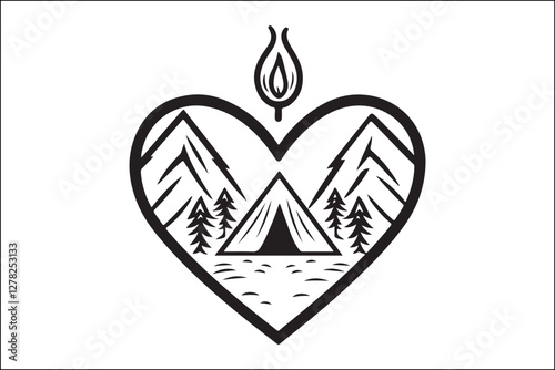 Rustic Camping Silhouette Design Set
