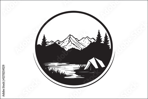 Rustic Camping Silhouette Design Set
