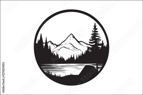 Rustic Camping Silhouette Design Set

