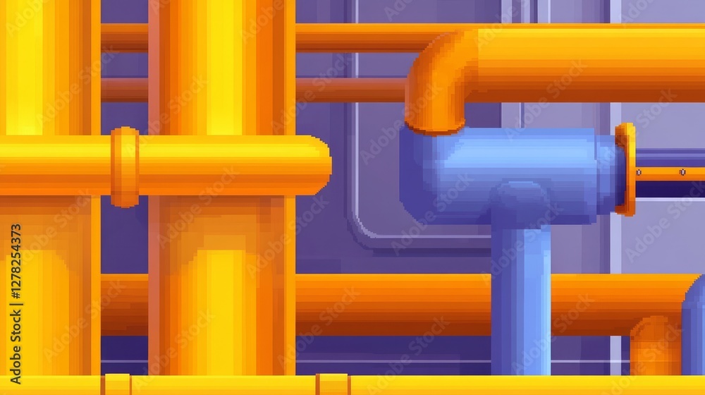 Colorful industrial pipes in a modern facility, showcasing vibrant infrastructure and design Colorful industrial pipes in a modern facility, showcasing vibrant infrastructure and design