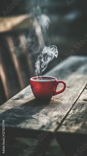 Aromatic Morning Coffee on a Rustic Wooden Table