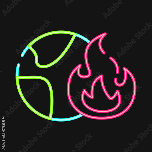 Icon global warming. Global warming elements. Icon in neon style.