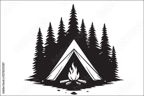 Rustic Camping Silhouette Design Set
