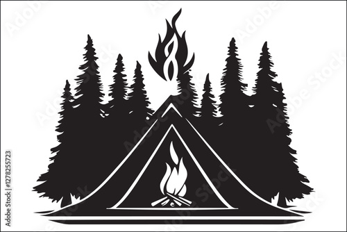 Rustic Camping Silhouette Design Set
