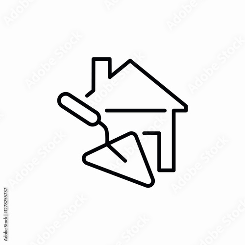 trowel house icon vector sign