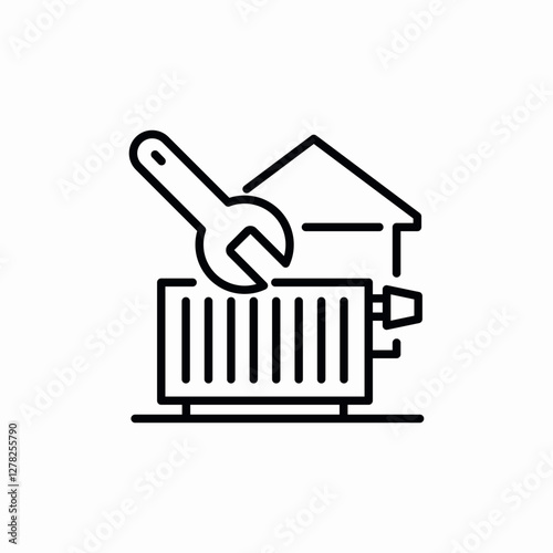 radiator plumbing work icon vector sign