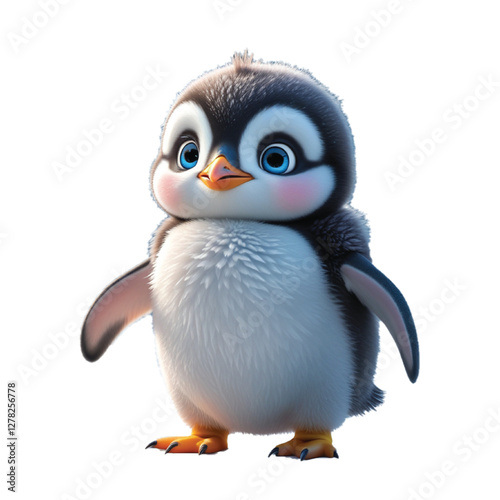 3d penguin on white background