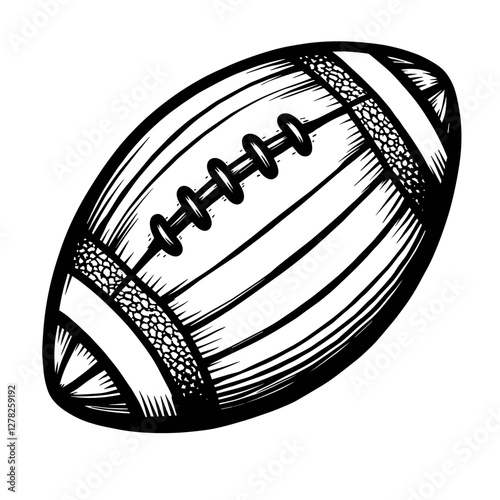 Stylized football illustration with stripes on white background, sports concept