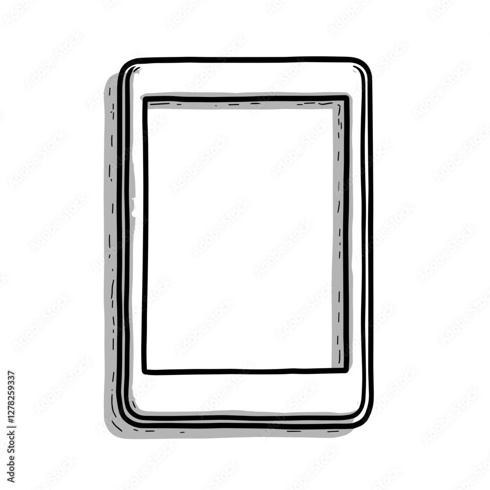 Sleek digital tablet illustration on white background, minimalist design Sleek digital tablet illustration on white background, minimalist design