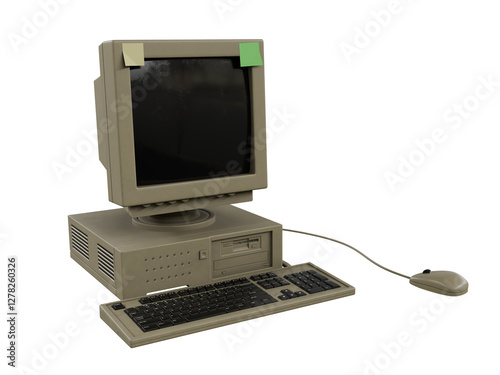 vintage computer isolated on white