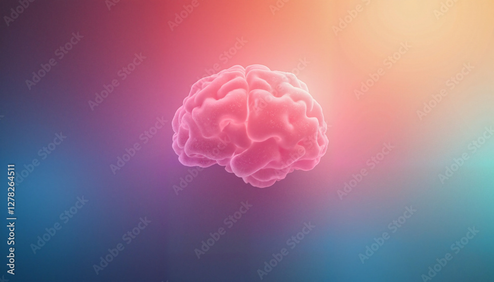 Artistic representation of a brain with a colorful gradient background copy space
