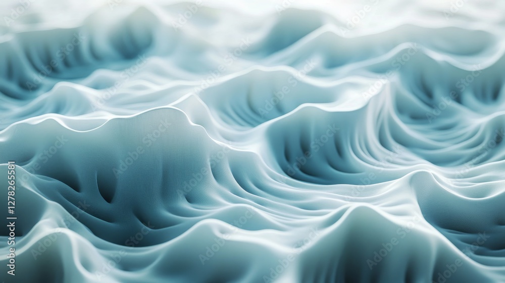 Obraz premium Abstract rendering of fluid light blue wavy surface