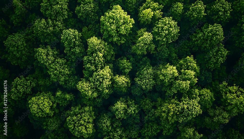 Naklejka premium Aerial view lush green forest canopy (3)