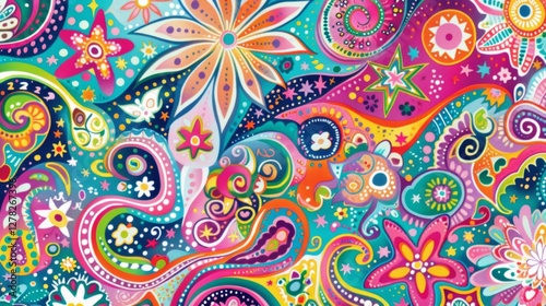 Vibrant floral paisley pattern background design