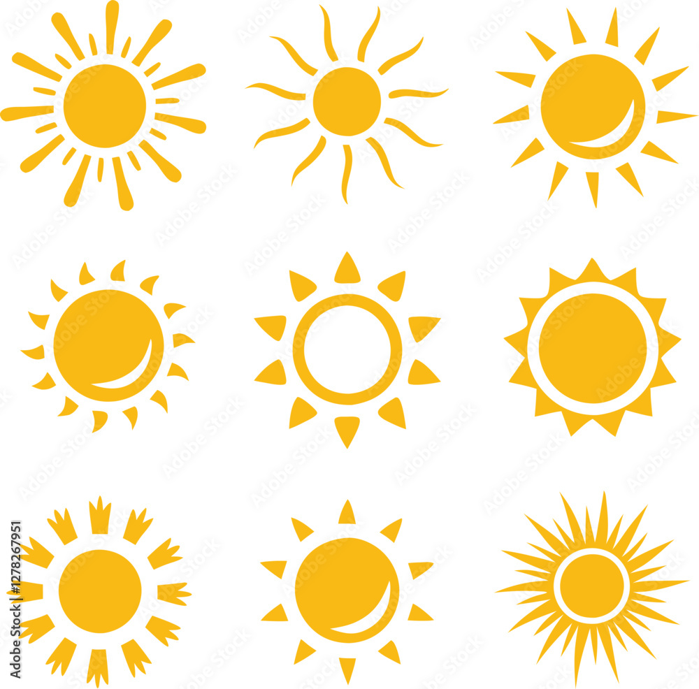 Sun icons collection. Vector illustration Sun icons collection. Vector illustration
