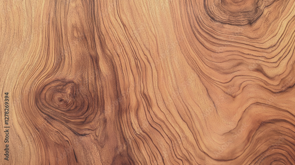 Fototapeta premium Warm Wooden Grain Texture with Intricate Patterns and Soothing Tones Closeup of a natural hardwood surface featuring a beautiful detailed grain structure in various shades of brown and golden hues