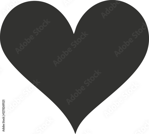 Black heart symbol representing love and emotion in simple graphic design.