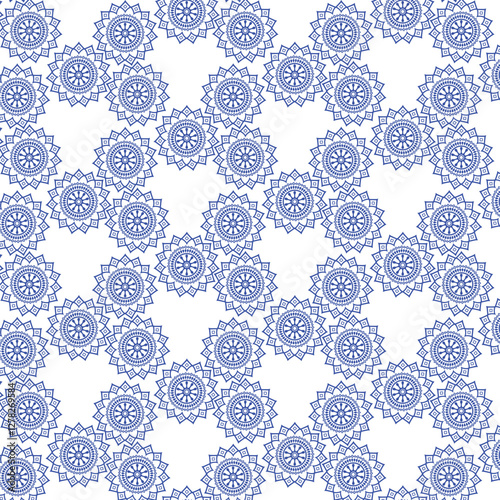 seamless pattern with blue flowers