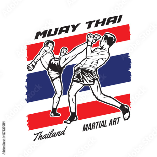 Muay Thai boxing martial art vector illustration, perfect for t shirt design and martial art training club logo design