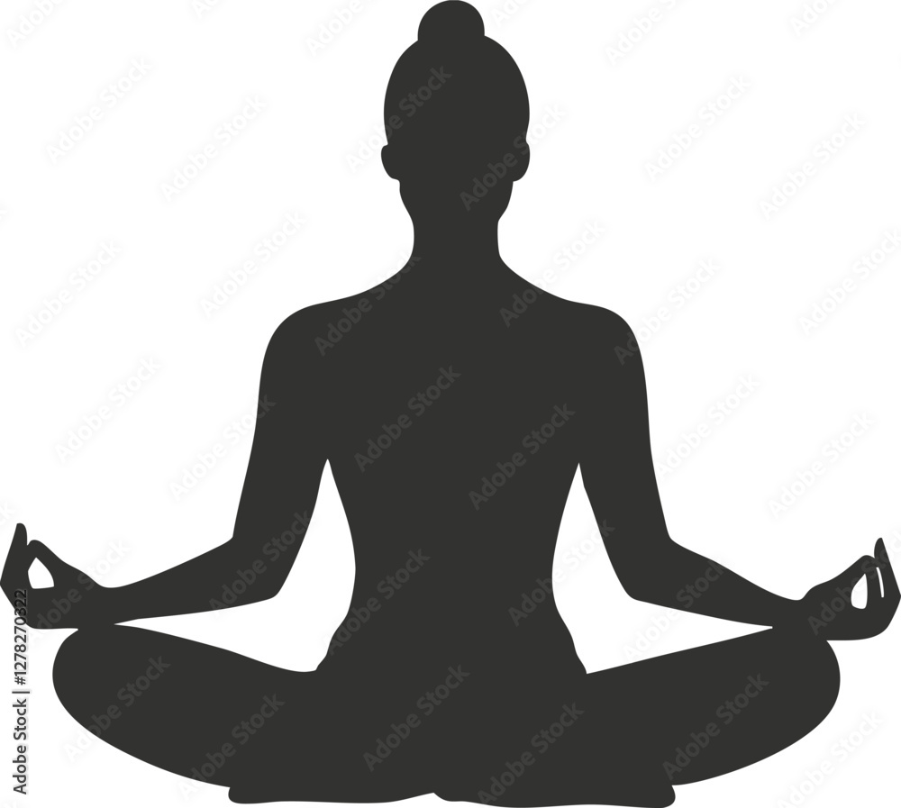 Silhouette of a person meditating in a lotus yoga pose. Silhouette of a person meditating in a lotus yoga pose.