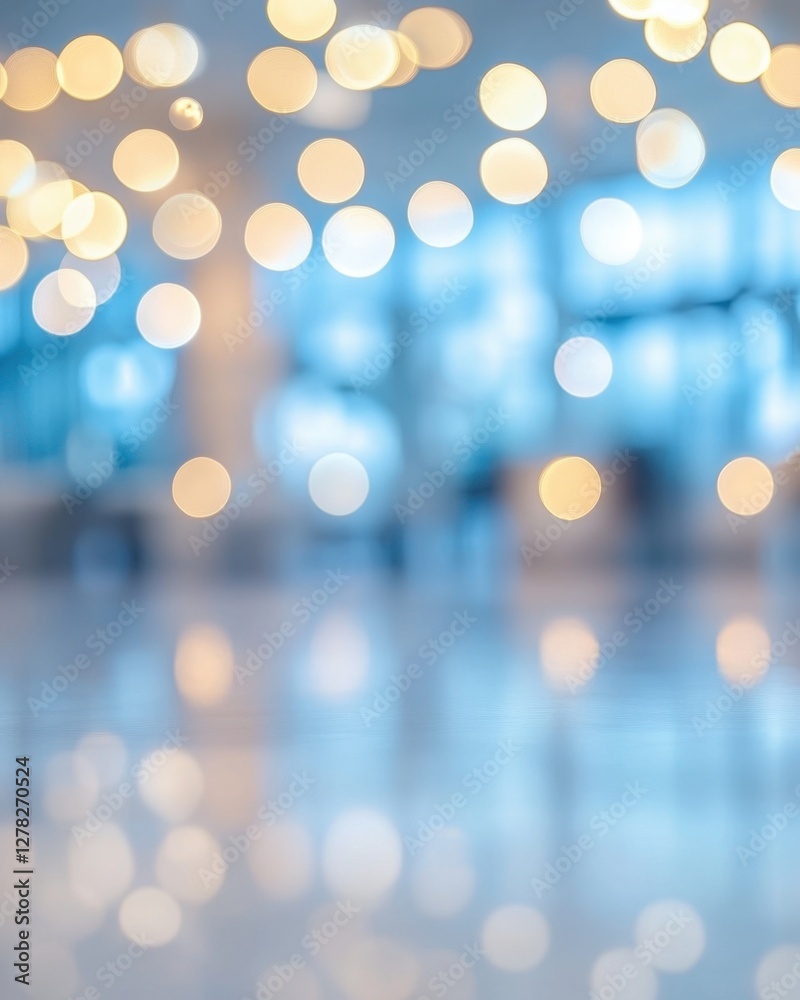 Fototapeta premium Soft Bokeh Light Display on Blue Background Creates a Dreamy and Ethereal Atmosphere for Visual Appeal