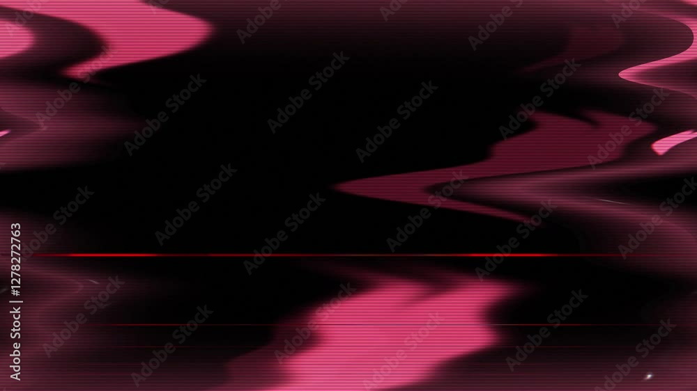 Floating blurred pink hearts with glitch effect on black background. 4K footage.